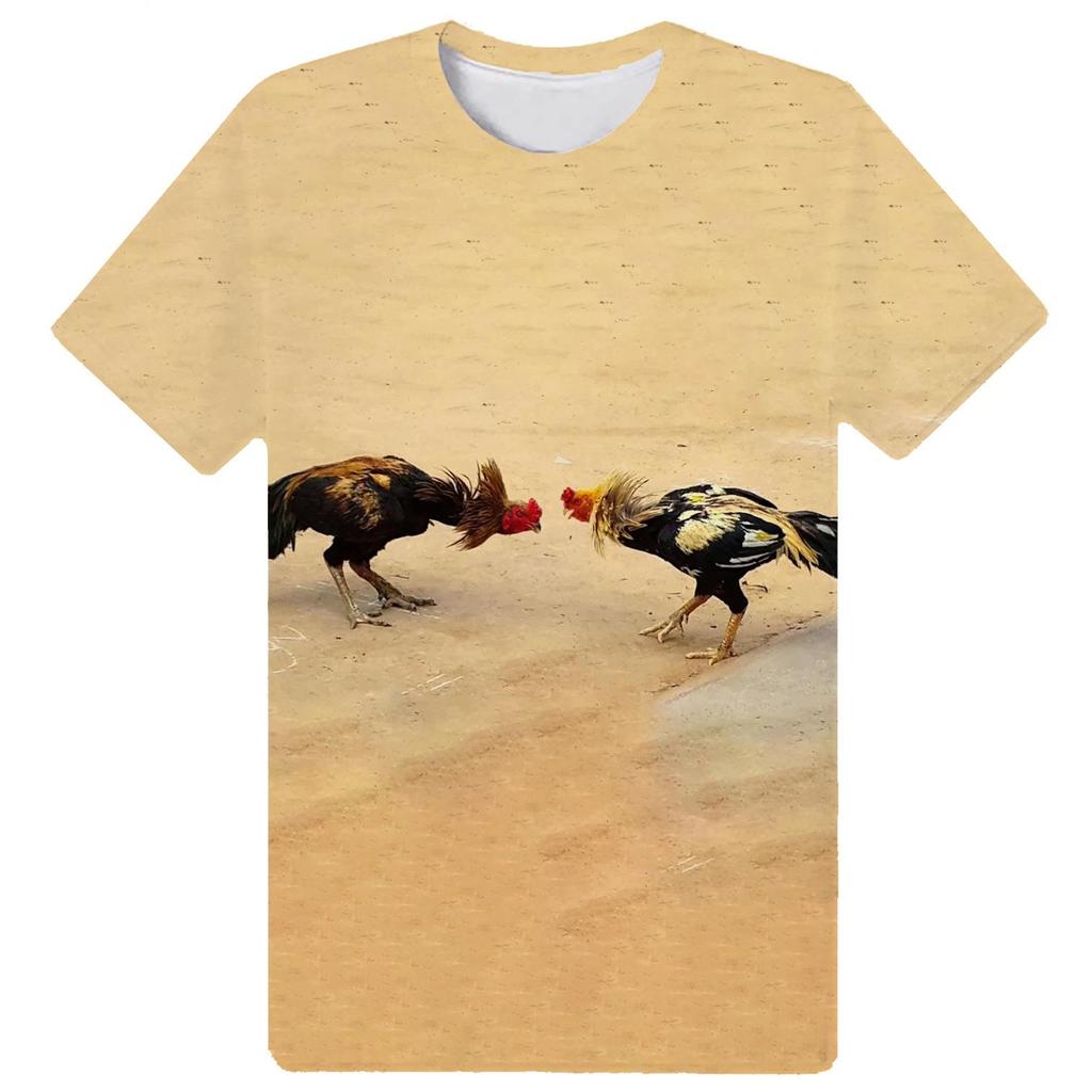 Летний топ с круглым вырезом и принтом «Петушиная игра», модные повседневные футболки с короткими рукавами для мужчин и женщин, для мальчиков и девочек, универсальные футболки
