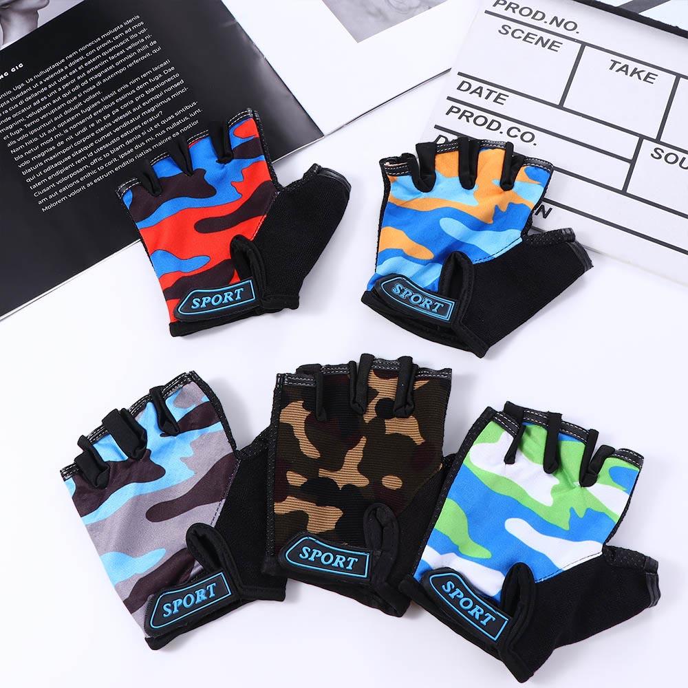 Breathable Children Cycling Gloves Camouflage Bike Mittens Half Finger Golves Riding Equipment