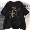 Rock Cat Playing Guitar T Shirt Women Men Funny Guitar Cat T-Shirt Casual Short Sleeve O Neck T-shirts Unisex Streetwear