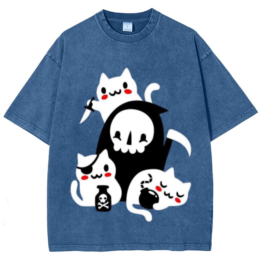 Милая женская футболка с принтом кота из мультфильма Q Edition, белая, высокого качества, удобная, дышащая, летняя, с коротким рукавом, стираная