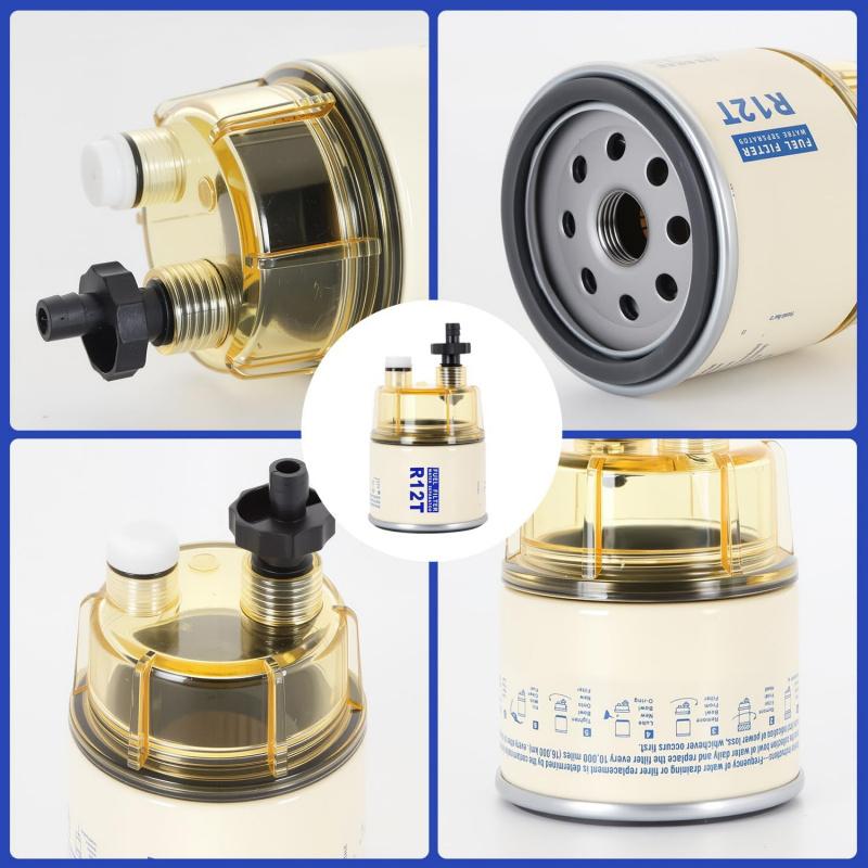 R12T Fuel Filter Water Separator with Bowl and R12T Element - Replaces# S3240 R12T 120AT 18-7987 NPT ZG1/4-19 Automotive Parts Fuel Filters5