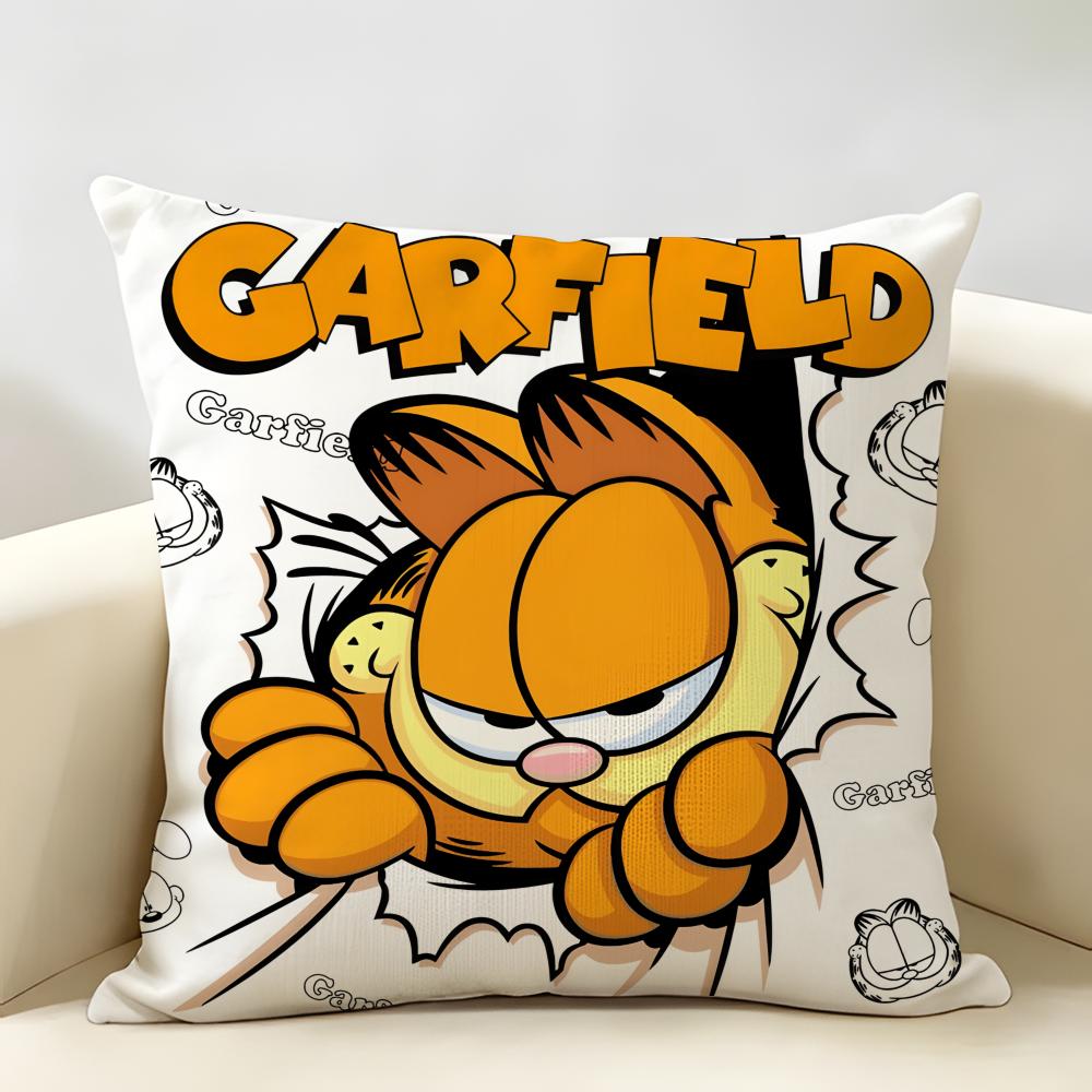 Cartoon Cute GGarfield Cushion Cover Natural Linen Organic Fabric DoubleSided Printing Room Sofa Decor Pillow Case