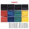 530pcs/set Electronic Polyolefin Ratio 2:1 Wrap Wire Cable Sleeve Kit Heat Shrink Tubing