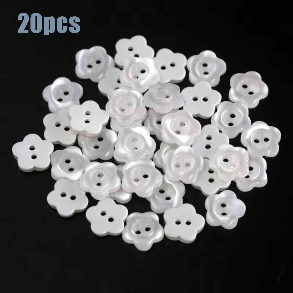 Round Flower Shape Buttons Pearlescent 11mm Decorative Buttons Two Holes Sewing Accessories Scrapbook Decoration