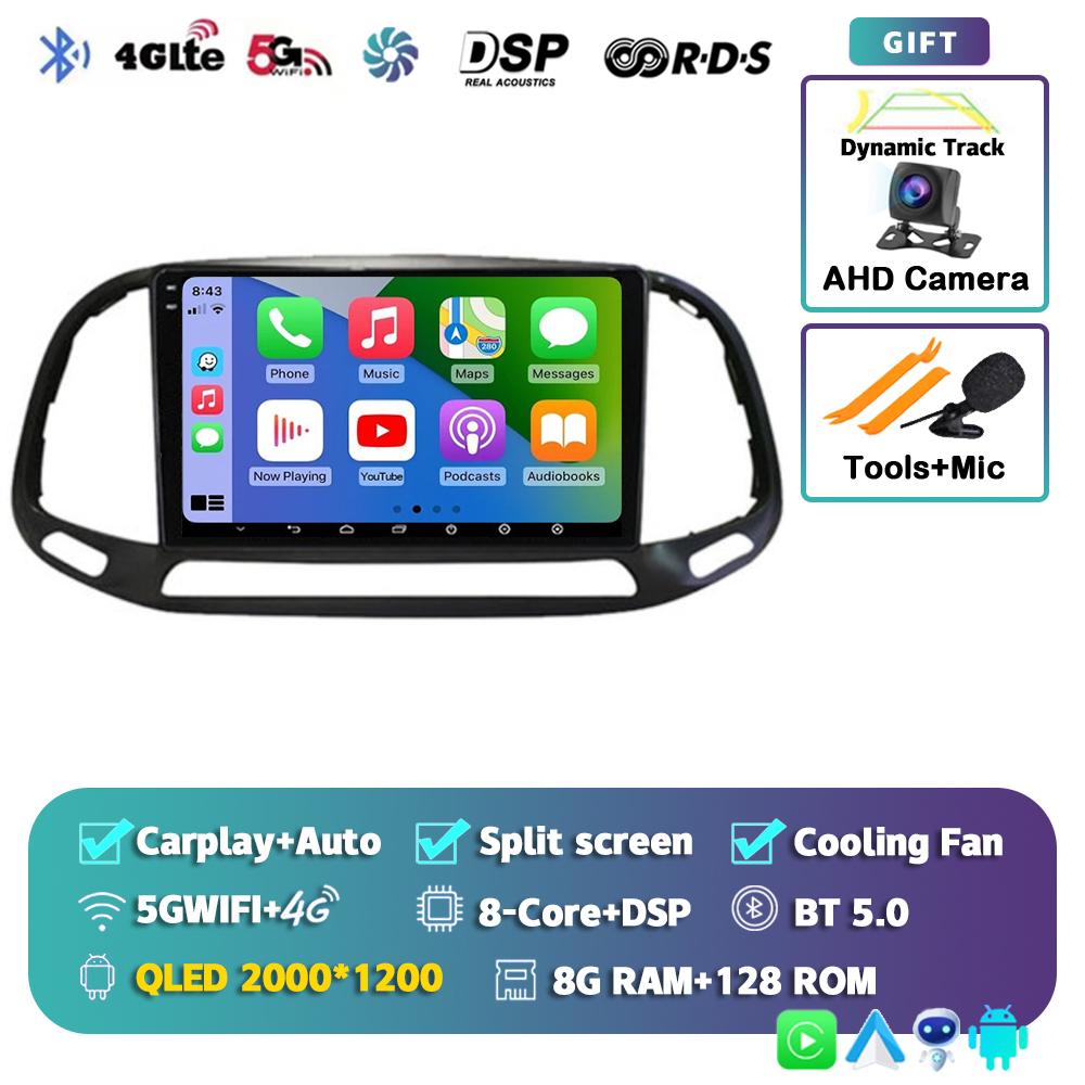 Android 14 Автомагнитола с CarPlay и Auto для Fiat Doblo 2015 2016 2017 2018 2019 Мультимедийный GPS Видеоплеер Навигация Стерео 2din DVD