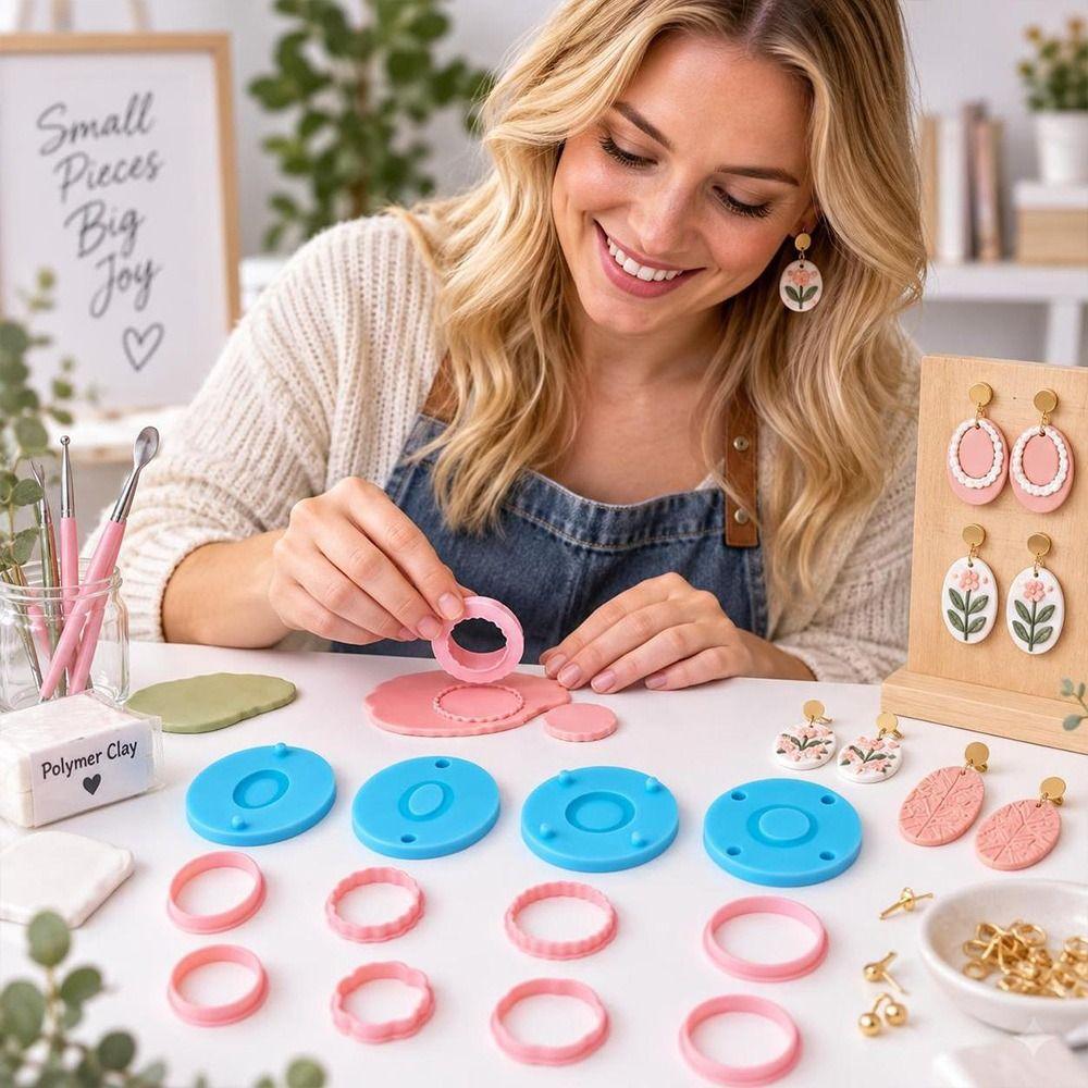 Scalloped Edge Plate Polymer Clay Cutters Reusable 3D Plate Clay Molds DIY Jewelry Making
