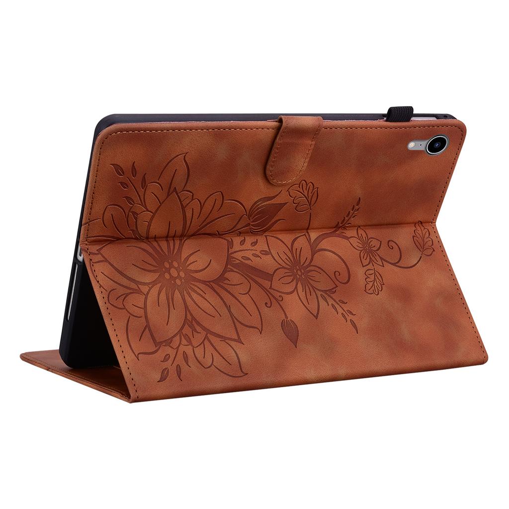 For Apple iPad Mini (2024) (Also Known As iPad Mini (A17 Pro)).PU Leather Exquisite Floral Embossed Design Tablet Case
