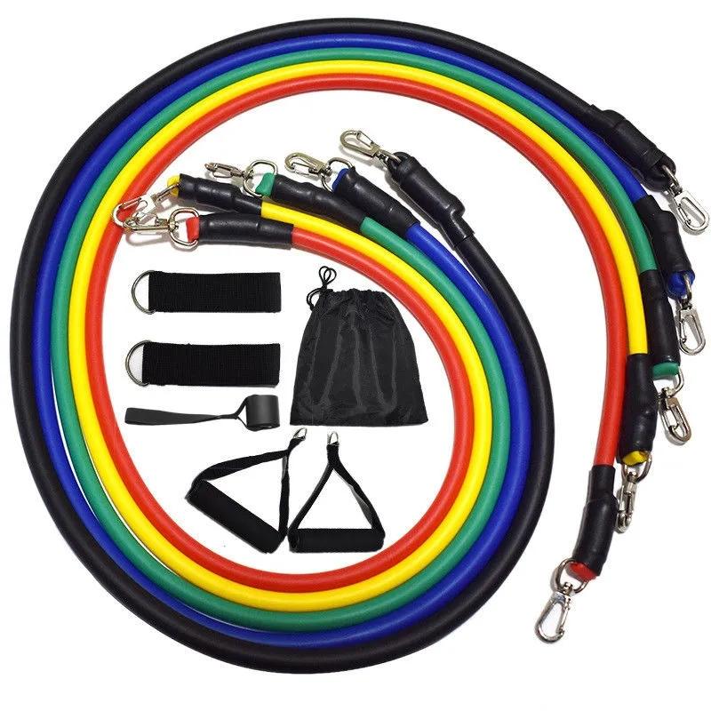 11 шт./компл. латексные эспандеры, тянущая веревка, портативное оборудование для фитнеса в помещении с ремешком на щиколотке, эластичный расширитель для тренировок