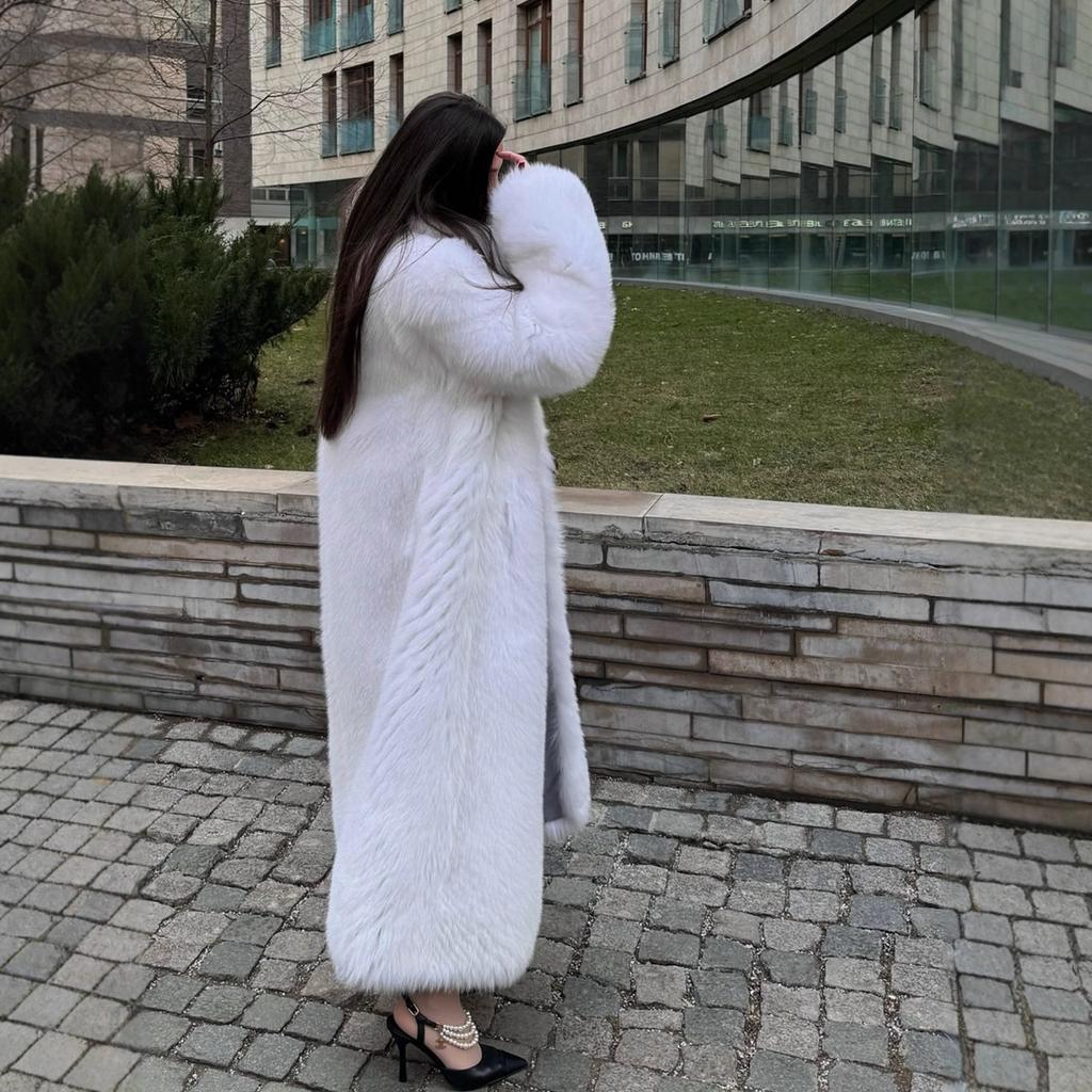 Длинные пальто Женские куртки из искусственного меха Y2k Уличная одежда Пальто с отложным воротником Толстая теплая куртка Элегантная рабочая верхняя одежда Осень Зима