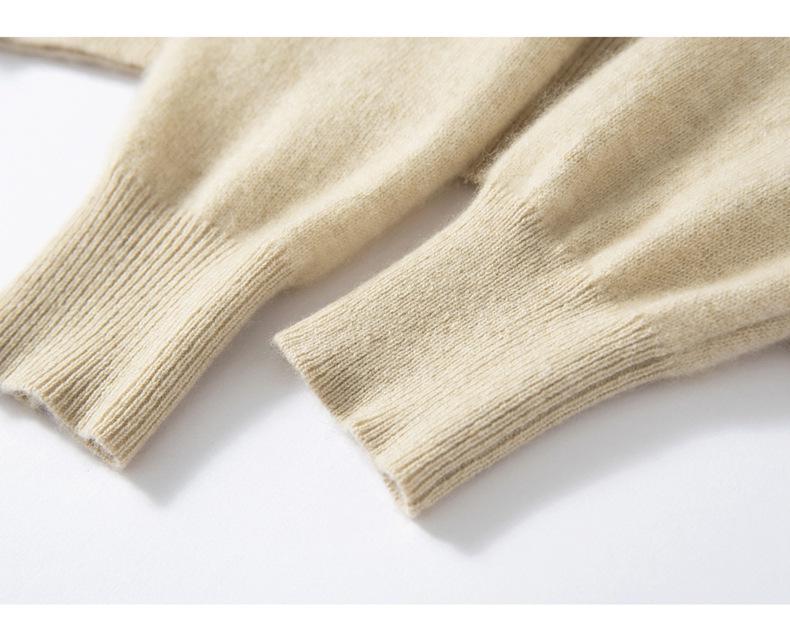 Women's Pure Cashmere Knit Long Sleeve Base Layer Sweater - Autumn/Winter, Loose Fit, Slimming, Warm Pullover