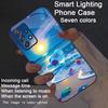 Korean Romantic Rainbow Love Heart Luminous Phone Case For Samsung S25 S24 S23 S22 S21 Ultra Plus FE A15 A16 5G Glass Cover LED