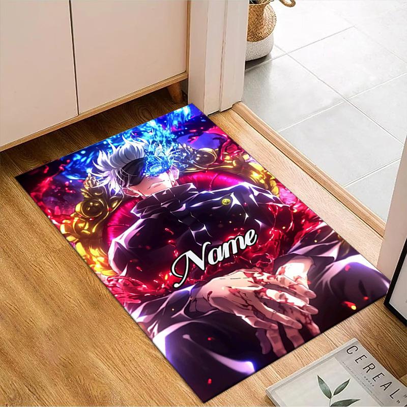Custom Name Powerful Jujutsu Hero Rug Game Carpet, Floor Mat for Bedroom Living Room Entryway Rug, Home Decor Idea Gift for Christmas birthday