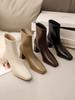 Fashion 2024 Spring and Autumn New Fashionable Square Head Solid Color Women's Short Bare Boots Comfortable Single Boots for Women