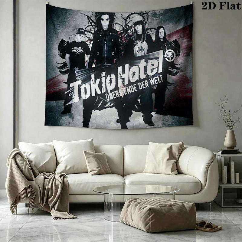 Настенный гобелен Tokio Hotel Эстетичный настенный подвес Печатная ткань Одеяло Декоративные гобелены для спальни гостиной Домашний декор