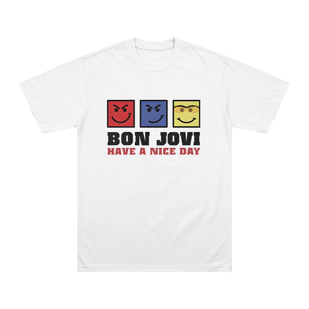 Футболка 'Хорошего Дня' для Фанатов Рок-Группы Bon Jovi Подарки Футболки Летняя Женская Мужская Хлопок Короткий Рукав Одежда Уникальный Модный Топ