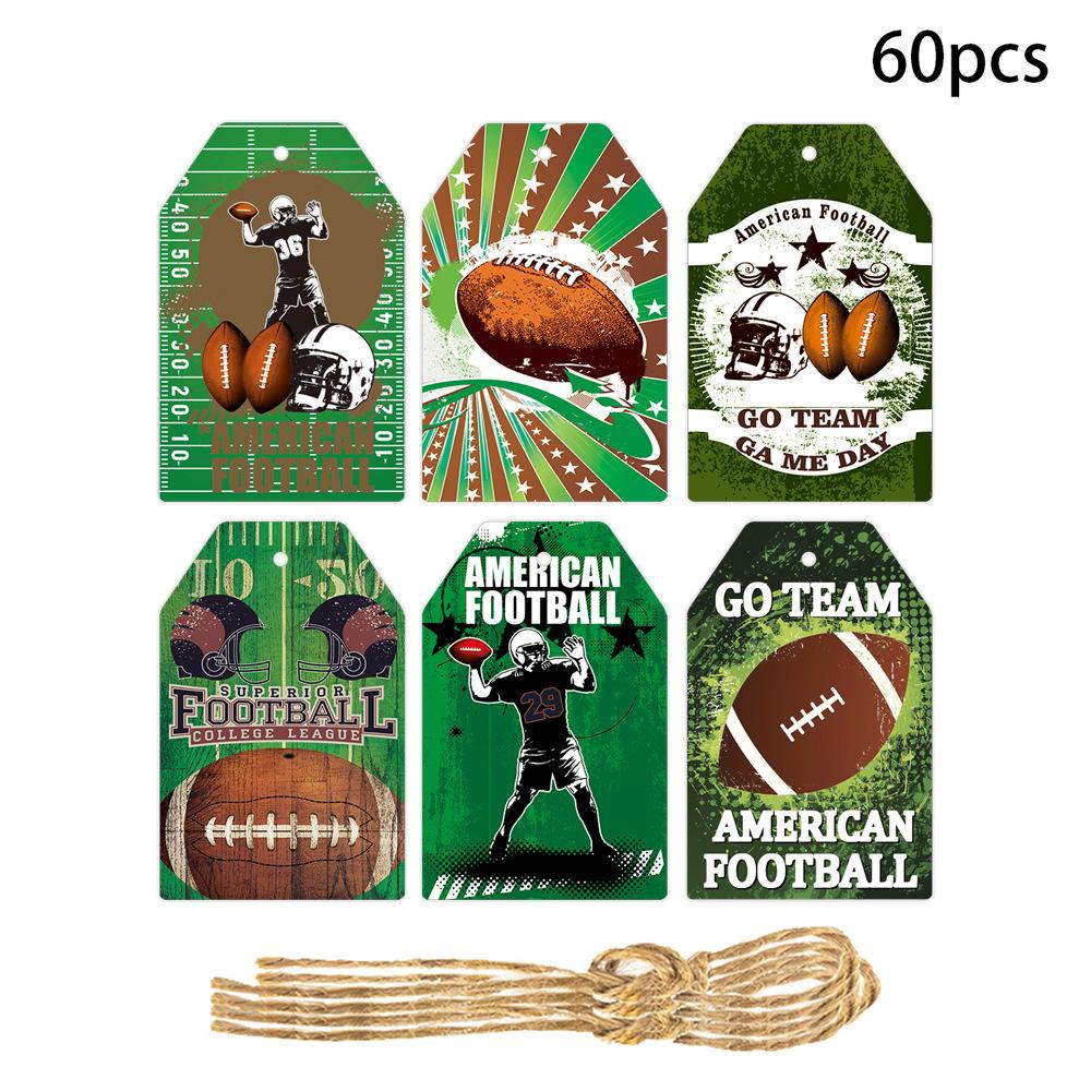 60/120 pcs Football Tags, Rugby Favor Tags for Sport Themed Boy Birthday and Baby Shower Party Gift Wrapping Decoration
