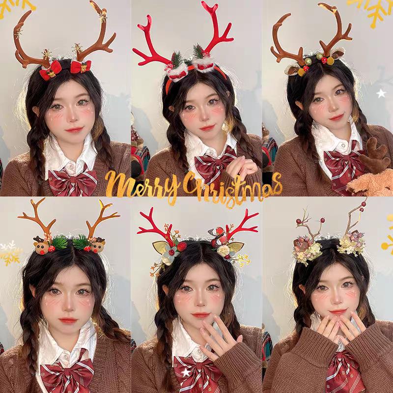Праздничный ободок с рогами северного оленя и заколка для волос для девочек - Милый праздничный аксессуар в подарок