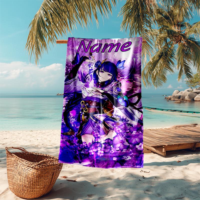 Personalized customized proof beach towel with Genshin Impact Balzebub pattern - soft, absorbent,quick-drying,perfect swimming,camping&bathing