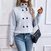 Women's Turtleneck Double Breasted Knit Cardigan Sweater Color Relaxed Fit for Fall and Winter