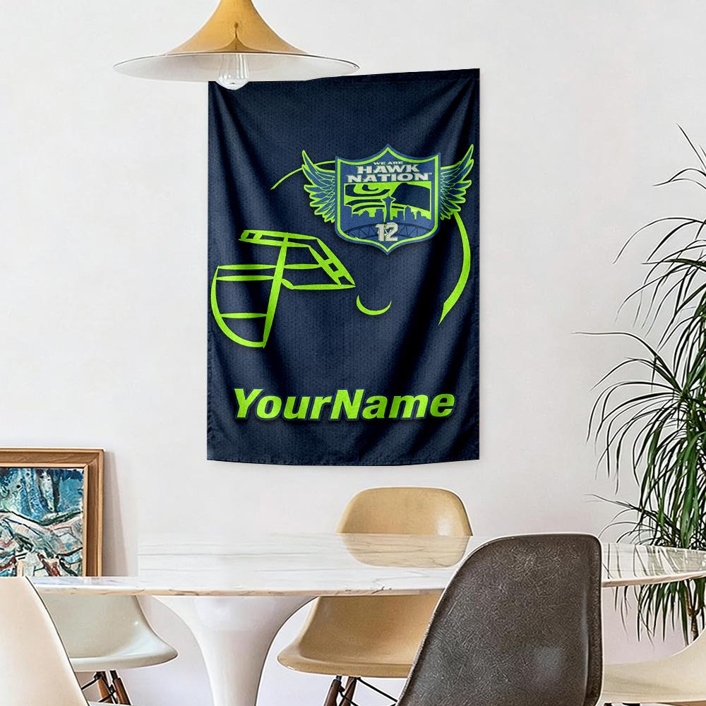 Seattle Seahawks Custom Your Name Wall Decor Tapestry Art For Pet Memorial Birthdaywedding Party Backdrop Family Gift
