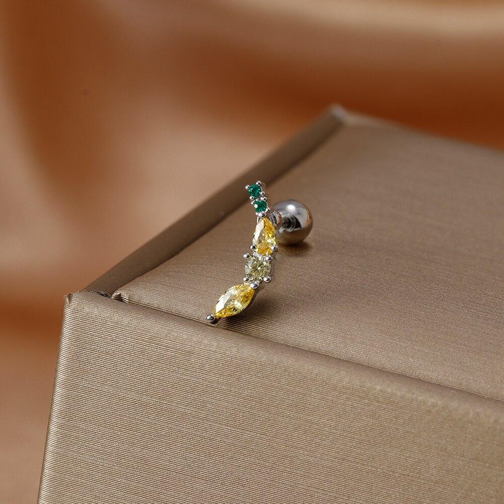 Fashion Stainless Steel Mini Zirconia Stud Earrings For Women Luxury Cute Fruits Helix Tragus Piercing Earrings Party Jewelry