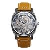 Automatic Skeleton Watch with Genuine Leather Roman Analog 3ATM Water Stylish Accessory for Leisure and Business Perfect Gift for and Day Men's Strap