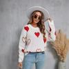 Autumn and Winter Women's Sweater Clash Corlor Love Heart Peach Sweater