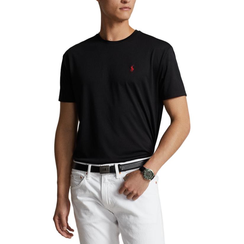 Polo Ralph Lauren Ss24 Solid Logo Embroidered Loose Fit Crew Neck Short Sleeve T Shirt Men Tops Black MNPOTSH1N822151-001