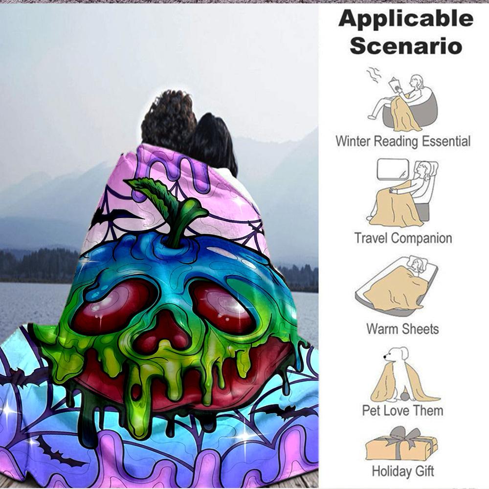 1pc Poison Apple Blanket, Lightweight Flannel Fleece with Digital Printing, Soft Warm for Sofa, Travel, Camping, Office, Couch, Chair, and Bed, All-Se