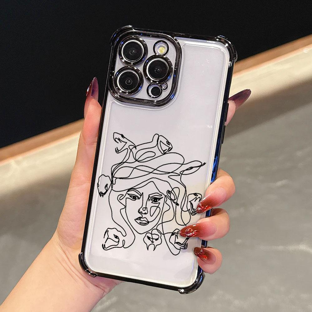 Животное Женщина Девушка Лицо Линия Funda Для iPhone 17 Pro 16 15 14 13 12 11 Pro Max Чехол 17 Plus 17E 16E 17Air Силиконовый Чехол для Телефона