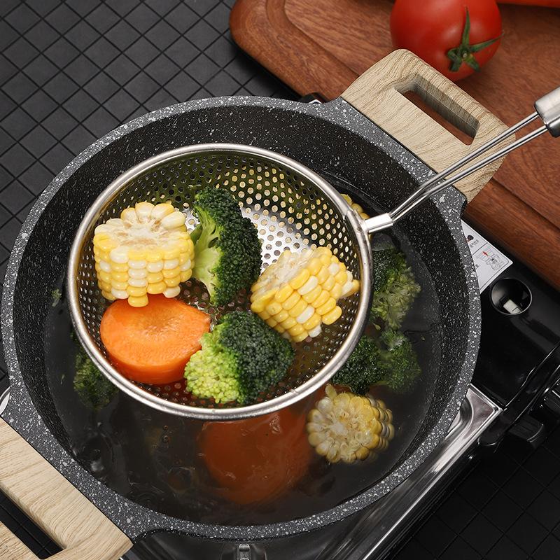 Дуршлаг из нержавеющей стали Шумовка Сито Фильтр для слива масла Совок для жарки Длинная ручка Кухонная лапша Сито Посуда Аксессуары