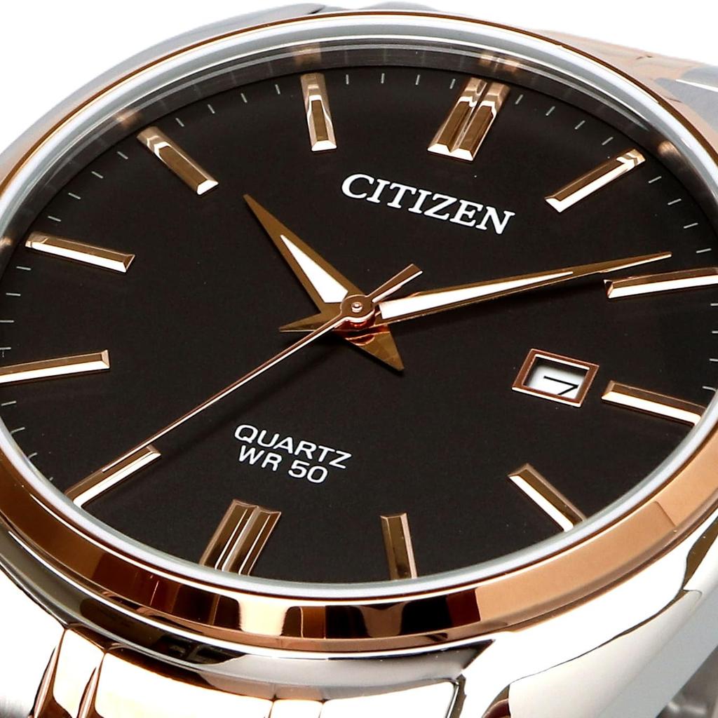 Citizen Часы Citizen из нержавеющей стали, металлический комбинированный ремень, серебро, розовое золото, черный, мужские, двухцветные BI5104-57E [предмет]