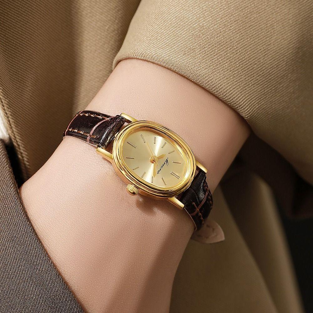 Alloy Oval Quartz Wristwatch Faux Leather Luxury Women Watch Elegant Women Timepiece Gift