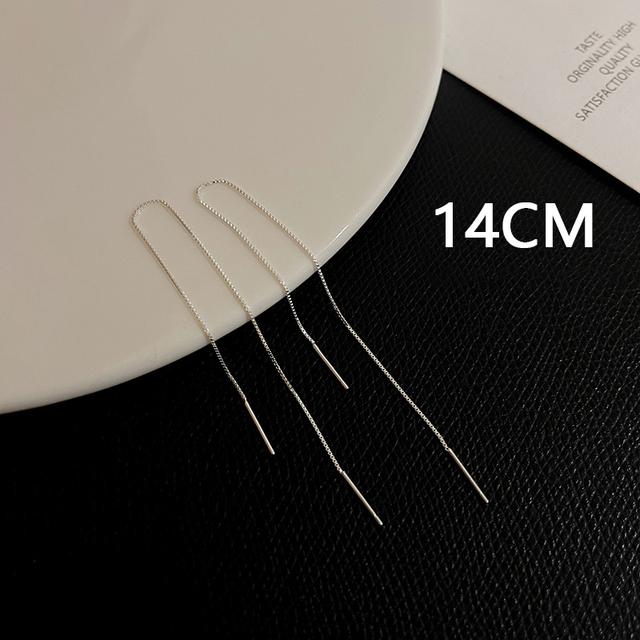 Trend S925 Silver Needle Long Earrings Wire Tassel Chain   Drop Earring Women's Ear Line Straight Hanging Earings Jewelry Gifts