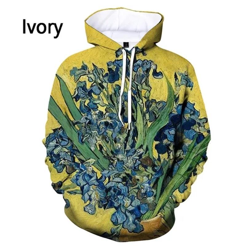 3D-печать Ван Гога Искусство Масляная живопись Графическая толстовка с капюшоном для мужчин и женщин Повседневный свободный свитер большого размера Свитшот мужской Felpa Uomo