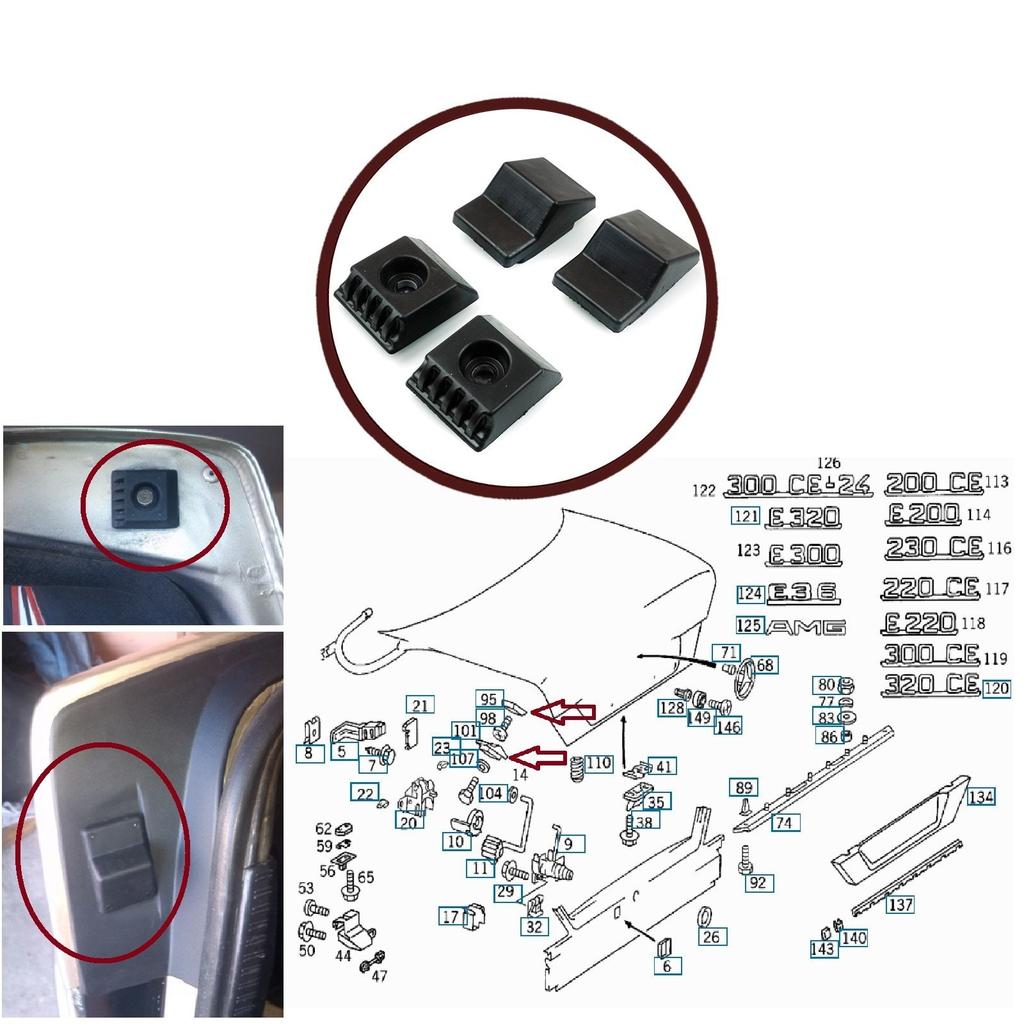 ESP1038 Упор-отбойник крышки багажника 1247580044 1247580144 для Mercedes W124 A124 C124