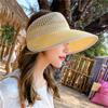 New Summer Women Fodable Straw Hats Fashion Bowknot Sun Hat Hollow Out Beach Caps For Female Visor Empty Top Panama Hat