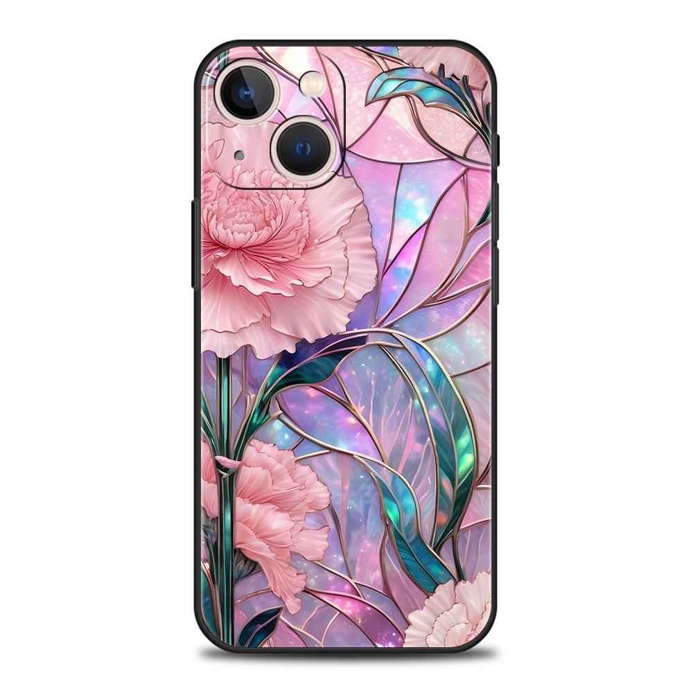 Модный чехол для телефона с цветочным узором для iPhone 17 16 15 Pro Max 11 12 13 14 7 8 Plus SE 2020 X XR XS, мягкий, черный