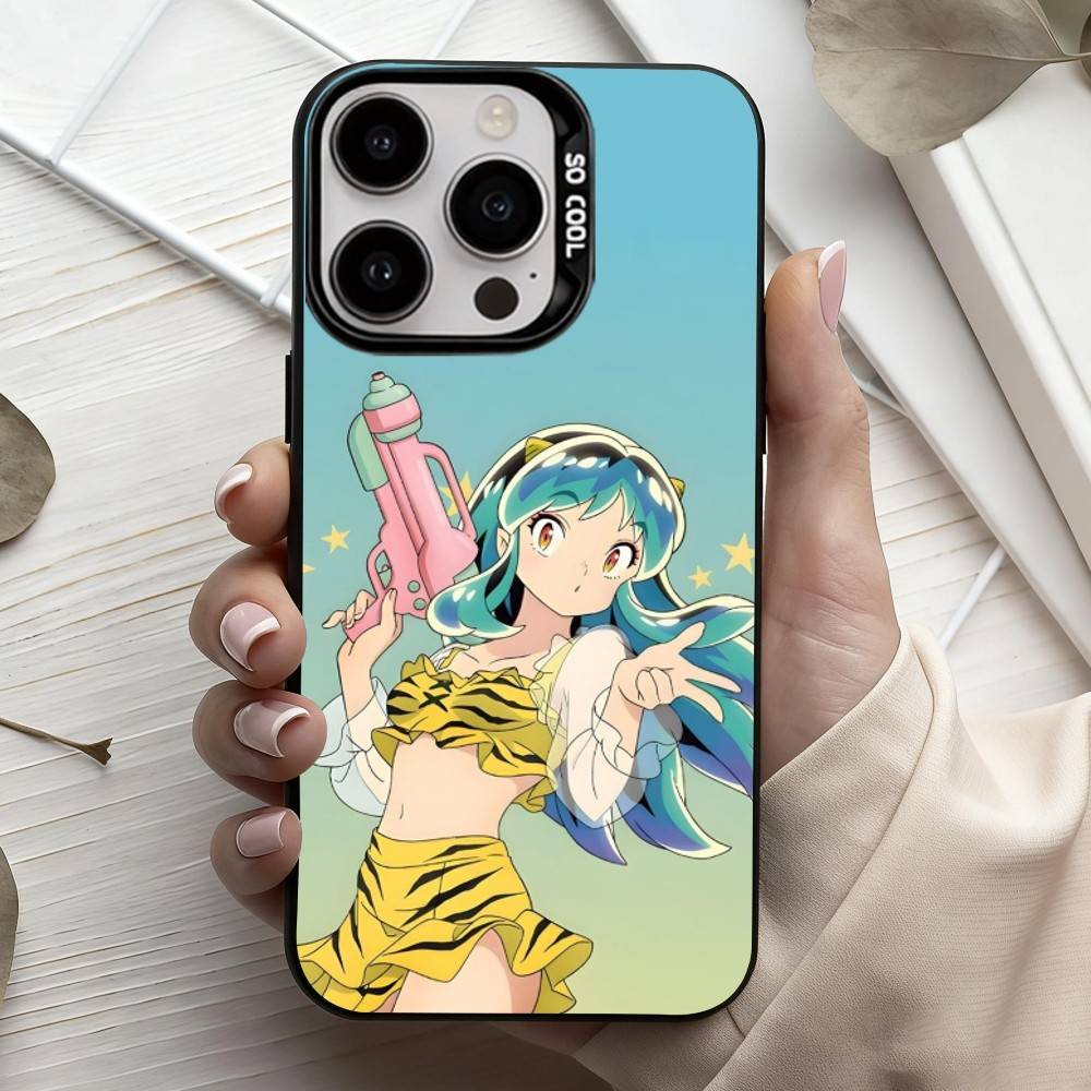 Чехол для мобильного телефона U-Urusei Yatsura L-Lum Для iPhone17,16,15,14,13,12,11 Plus,Pro Max Черный Посеребренная Конфетная Крышка