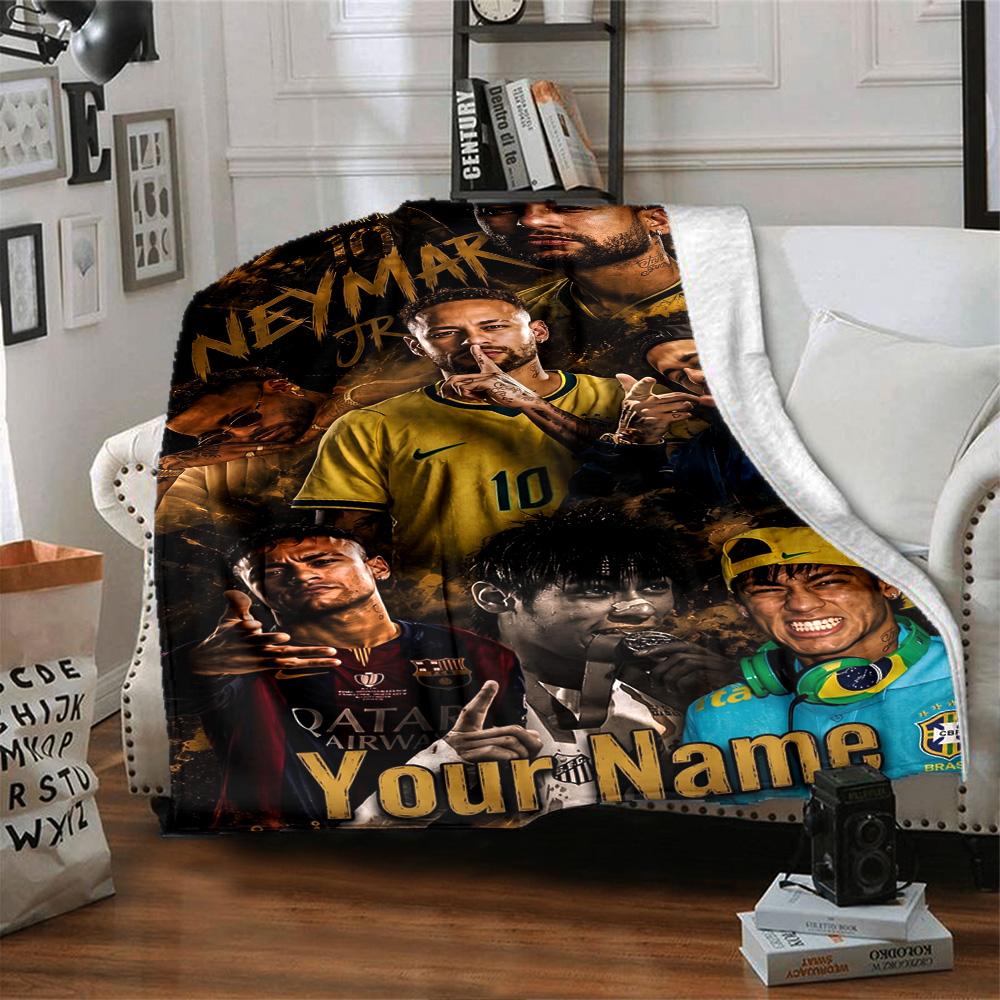 Neymar Energy Poster Customize Your Name Blanket Multi-purpose Customizable Blanket Soft & Cozy Versatile for Livingroom Home Decor Living Room Picnic