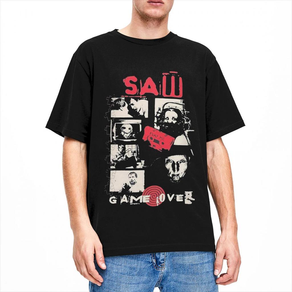 Vintage Saw Jigsaw Game Over Men Women's T Shirts Merch Humor Tees T-Shirt Cotton Plus Size Clothes