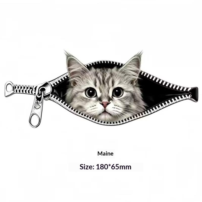 Cat Car Sticker Zipper Cat Puppet Teddy Border Collie Puppy Cute Creative Personality Pet Car Decorative Sticker 1Pc