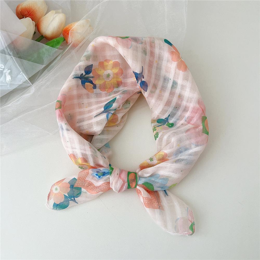 Маленький квадратный шарф из хлопка и льна, шелковый шарф, женский, весна и осень, новый стиль, художественный и универсальный, модный, темпераментный шарф-повязка на голову