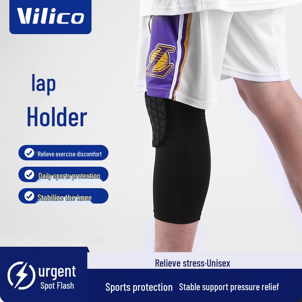Honeycomb EVA Basketball Knee Pads with Silicone Anti-Slip, Shock Absorption, and Breathable Lycra.