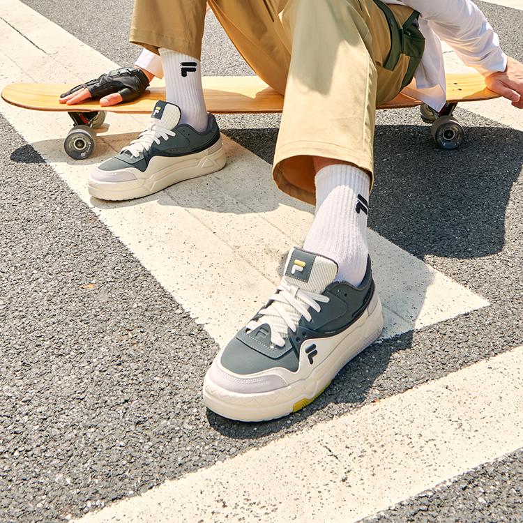 FILA FUSION Bank Skate Shoes 'Grey White' (Unisex) Skateboard Shoes T12M232202FDW