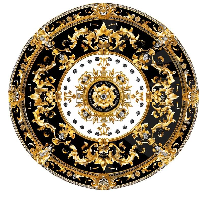 Golden Medallion Round Rug, Special Design Circle Carpet, Large Area Rug for Bedroom Entrance Hall and Dining Room Decor
