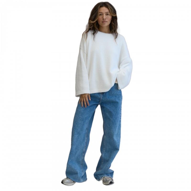 Womens Oversized Crewneck Knit Sweater 2026 Fall Winter Soft Faux Mink Wool Blend Loose Fit Casual Pullover