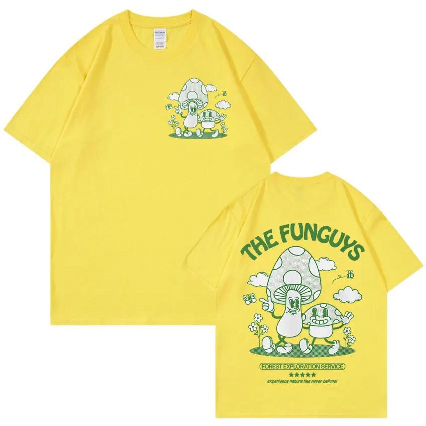 THE FUNGUYS Funny Shroom T-shirts Unisex Mushroom Retro Cartoon T-shirt Men Fashion O-Neck Humor Short Sleeve T Shirt Streetwear