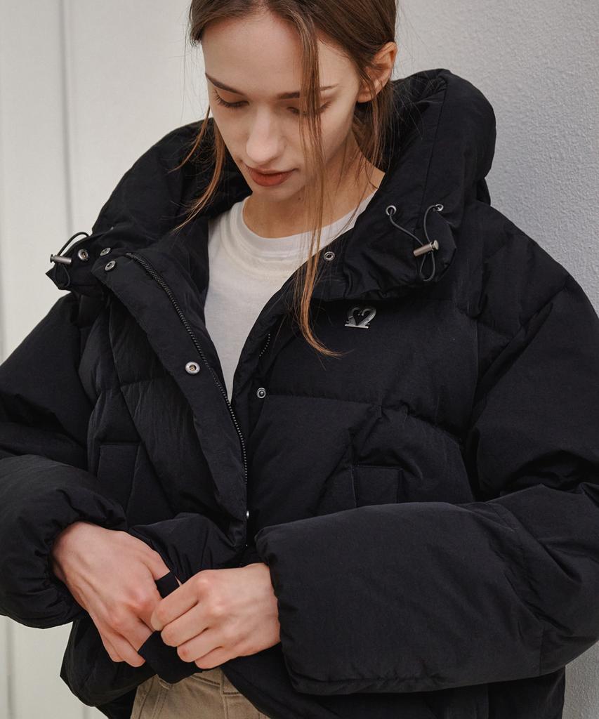 Maloupe 6313 Crop Hooded Down Jumper (Black)