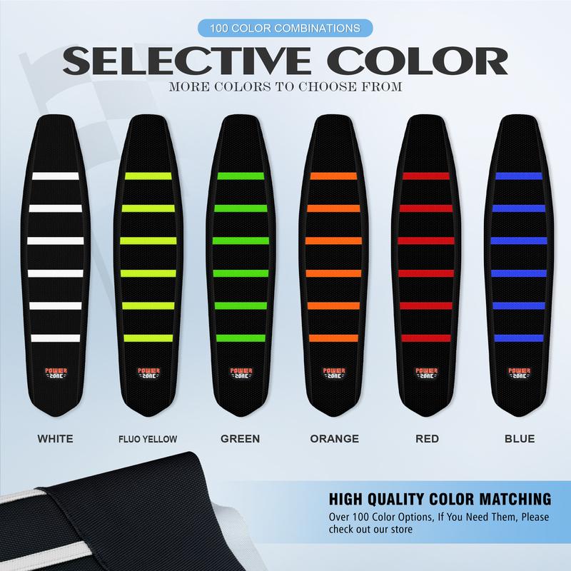 Powerzone Universal Motorcycle Ribbed Seat Cover Soft Waterproof Non-slip Seat Cushion For SXF EXC KXF CRF YZF WR TC TE